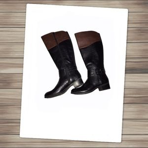 Black & Brown Riding Boots Over the Calf